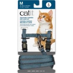 Adjustable Nylon Cat Harness & Leash Set Assorted Colours