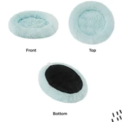 Best Friends by Sheri Oval Shag Faux Fur Cat Bed Baby Blue 21"x19"