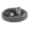Best Friends by Sheri Oval Shag Faux Fur Cat Bed Grey 21"x19"