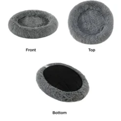 Best Friends by Sheri Oval Shag Faux Fur Cat Bed Grey 21"x19"