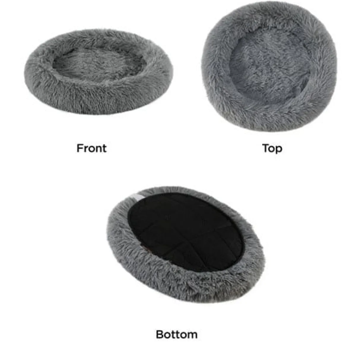 Best Friends by Sheri Oval Shag Faux Fur Cat Bed Grey 21"x19"