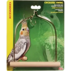 Bird Swing with Wooden Perch For Cockatiels - 14 x 17.5 cm (5.5" x 7" in)