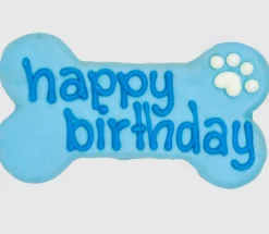 Blue Happy Birthday 6" Bone Dog Cookie