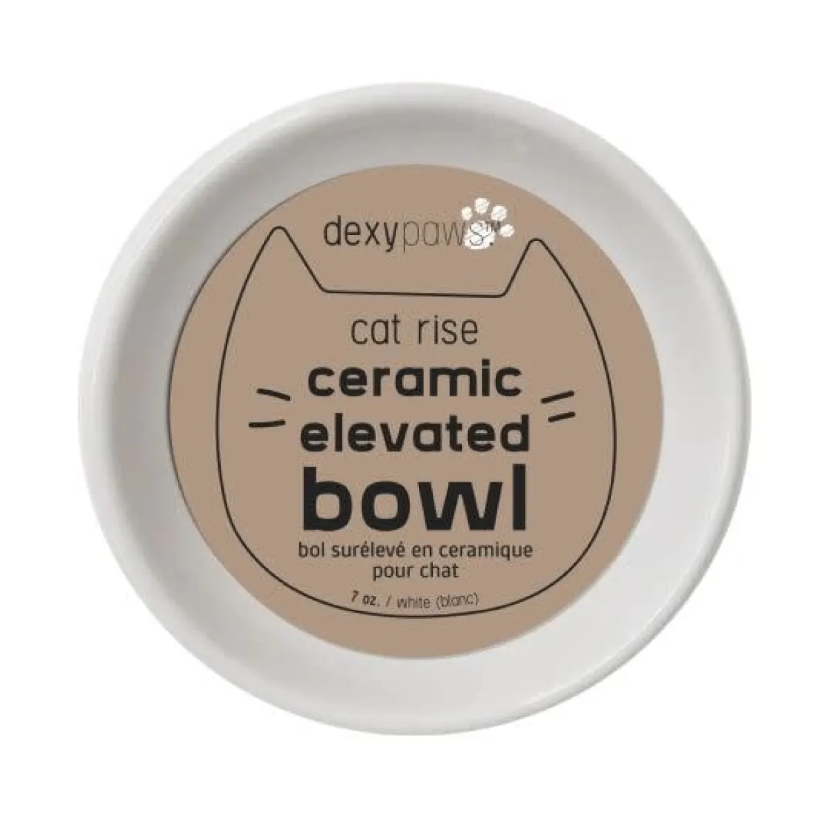 Dexypaws Ceramic Elevated Cat Bowl White