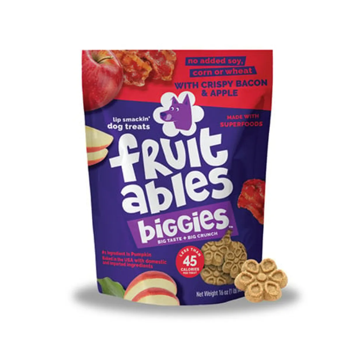 Fruitables Biggies - Crispy Bacon & Apple Dog Treat 16oz