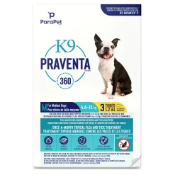 K9 Praventa 360 Flea & Tick Treatment - Medium Dogs 4.6 kg to 11 kg - 3 Tubes