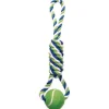 Knotted Rope Toy Multicoloured Spiral Tug with Tennis Ball