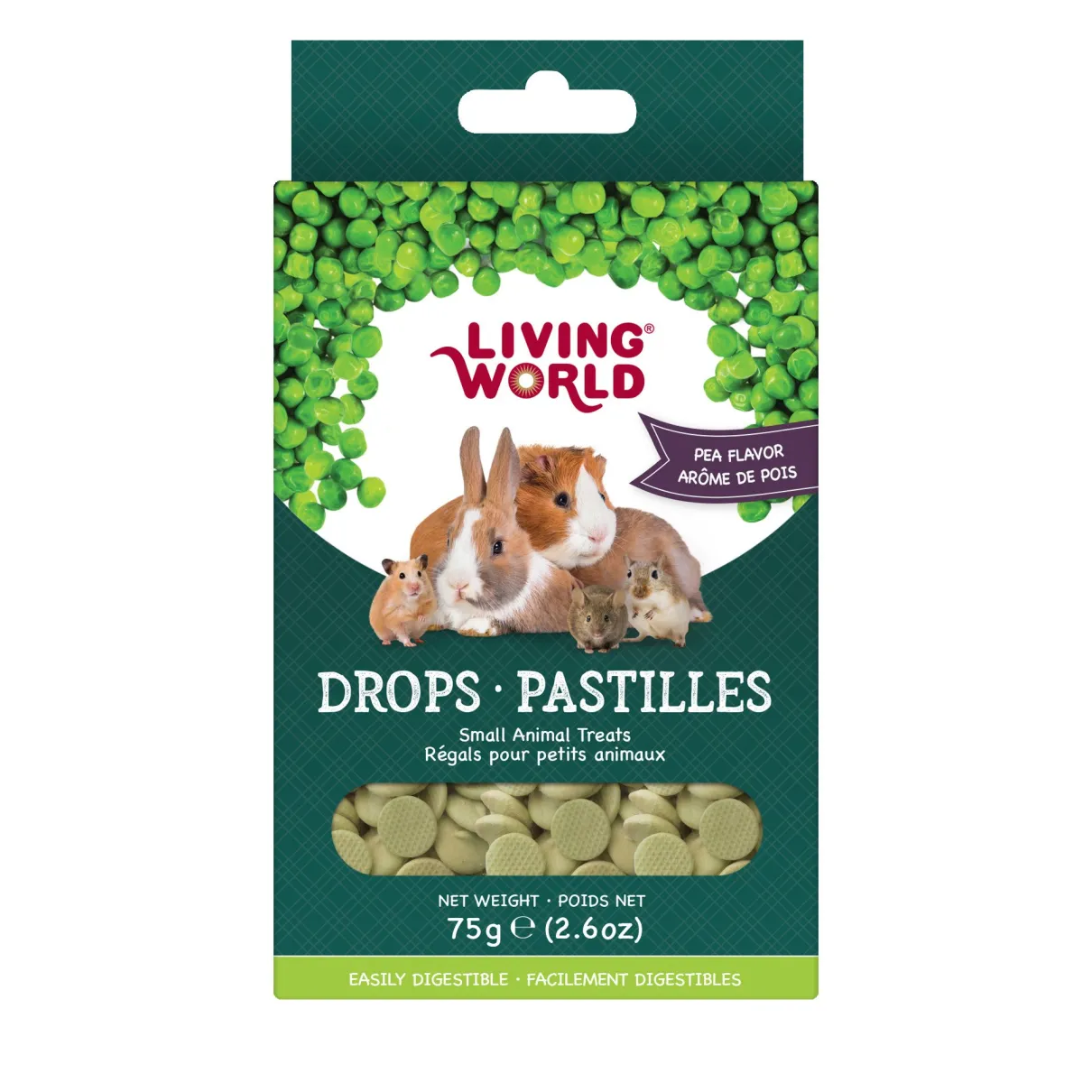 Living World Small Animal Drops Pea Flavour 75g (2.6oz)