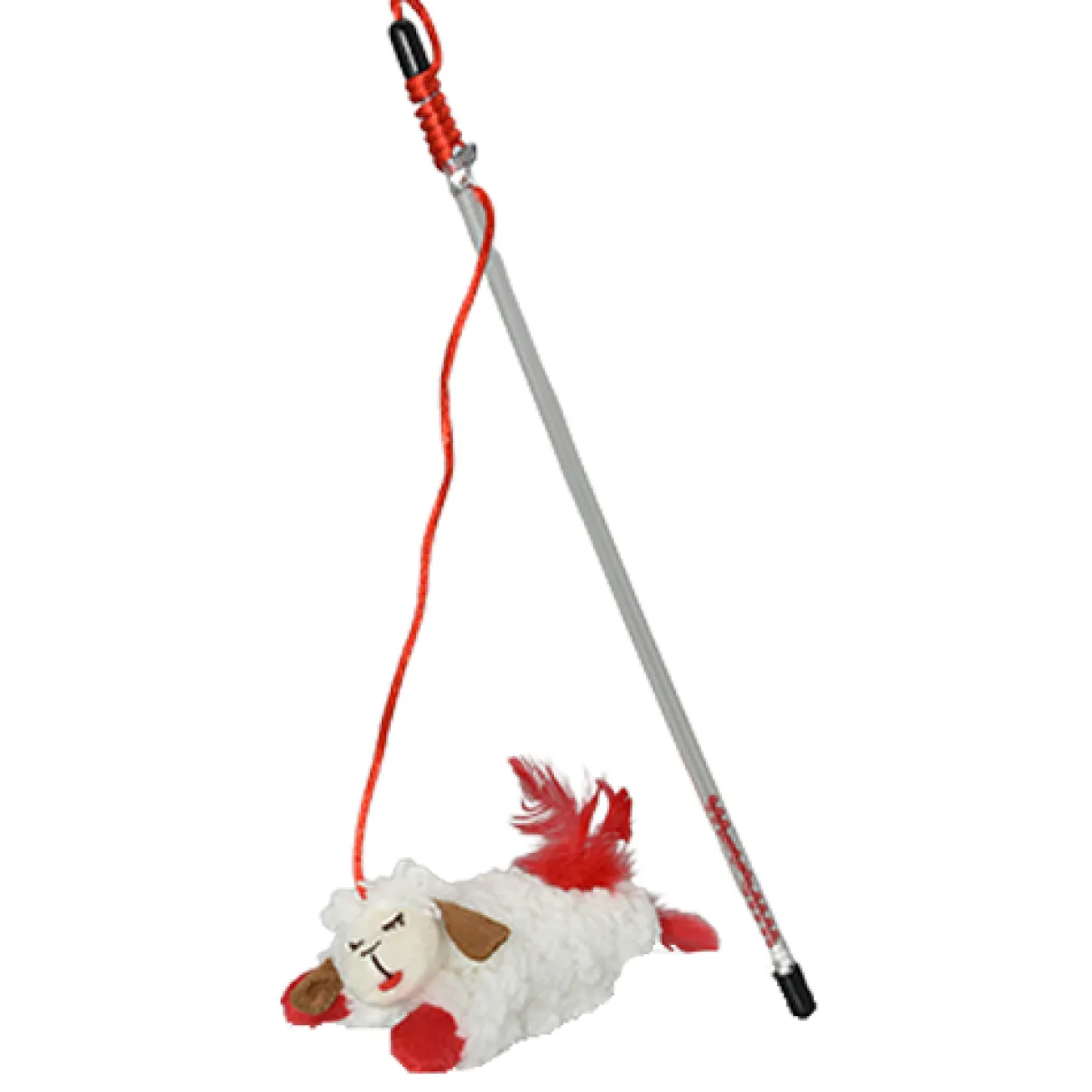 Multipet Lamb Chop Cat Wand 12" Cat Toy
