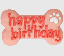 Pink Happy Birthday 6" Bone Dog Cookie