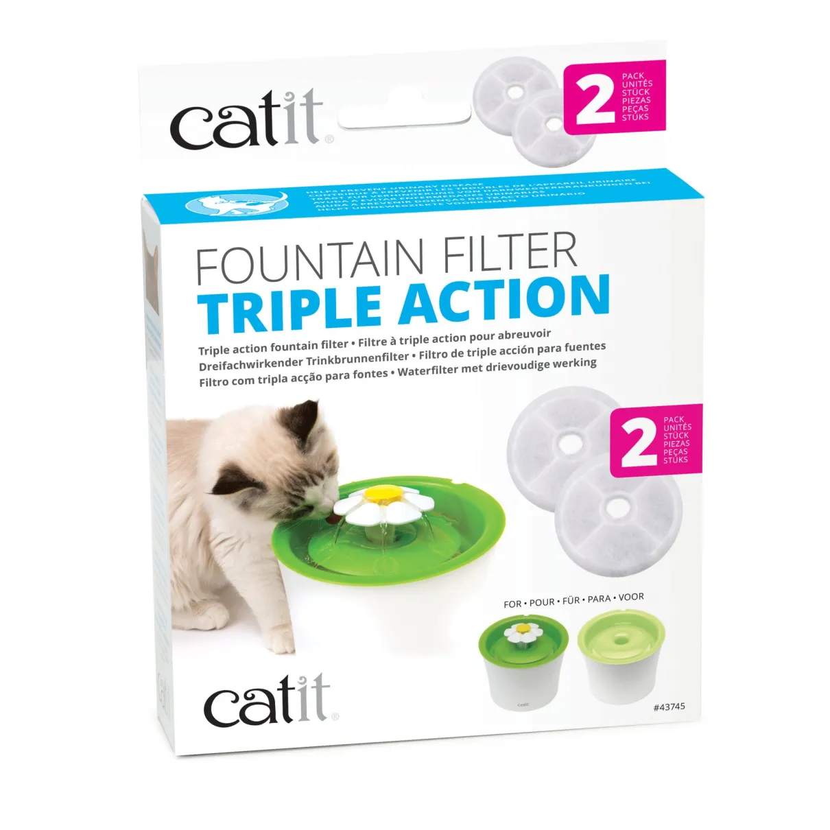 Triple Action Fountain Filter 2 Pack