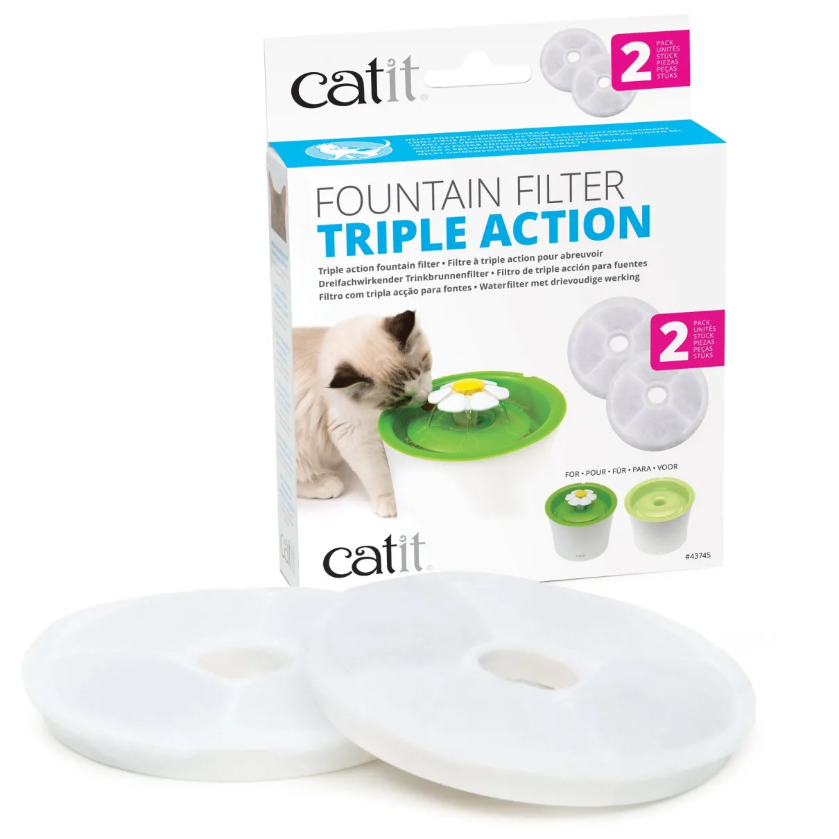 Triple Action Fountain Filter 2 Pack