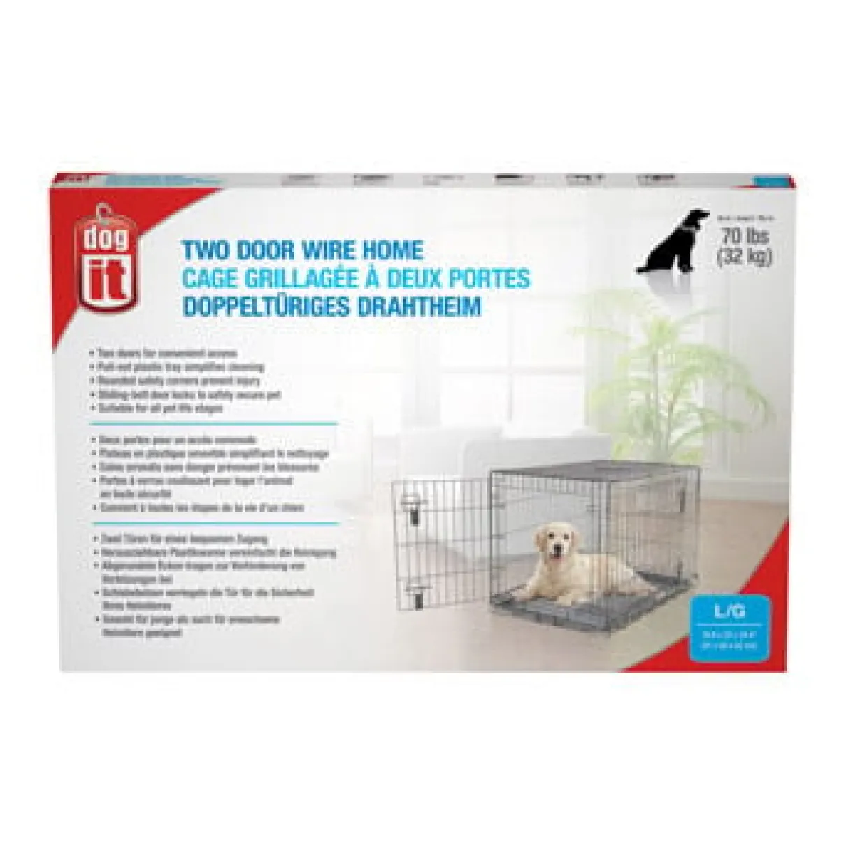Two Door Wire Crate - Large - 91 x 56 x 62 cm (36 x 22 x 24.5 in)