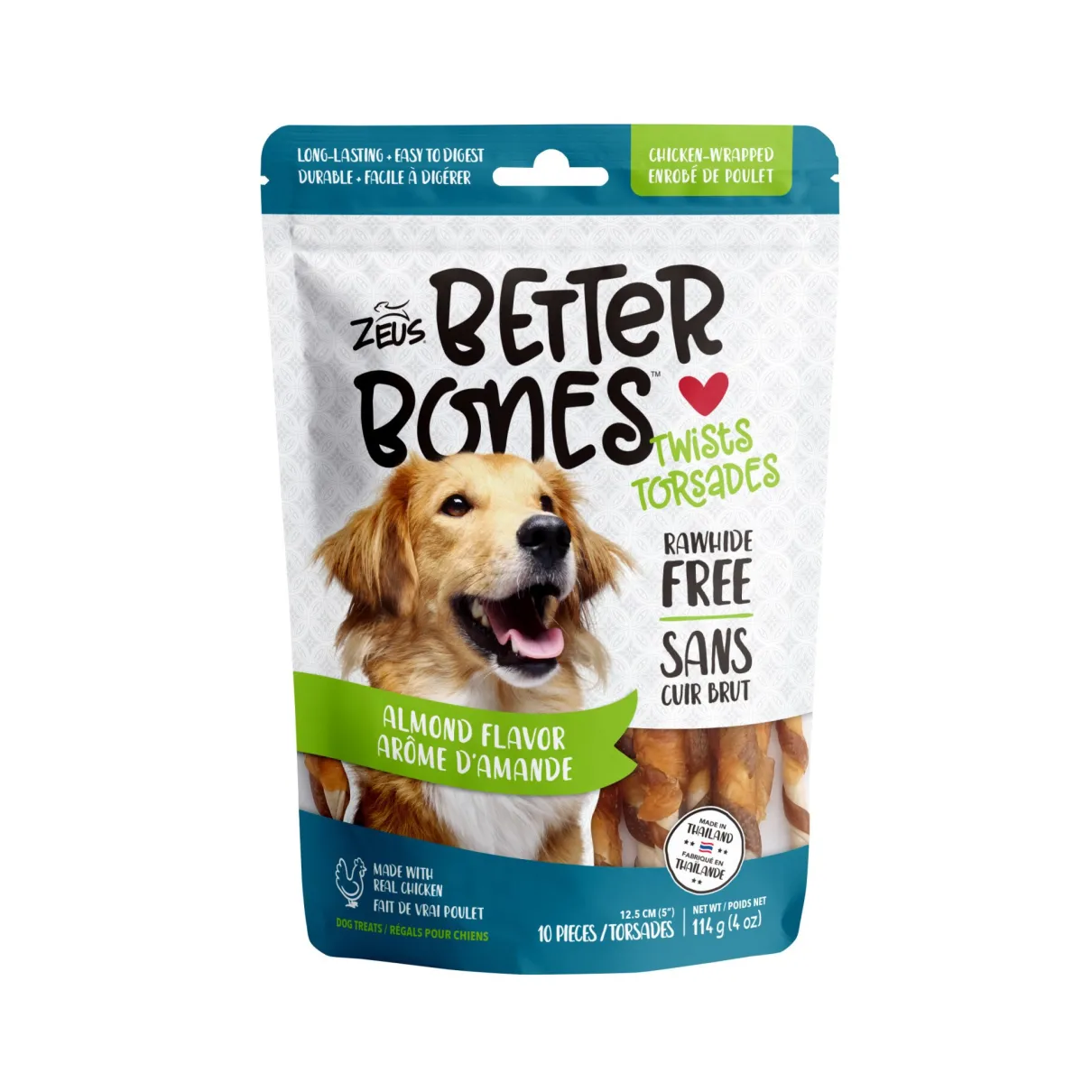 Zeus Better Bones Peanut Butter Flavour Chicken Wrapped Twists 5" 10 pk